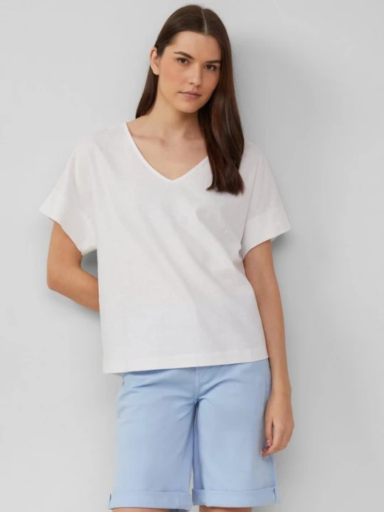 Foto van product T-shirt van stofmix met linnen s.Oliver wit
