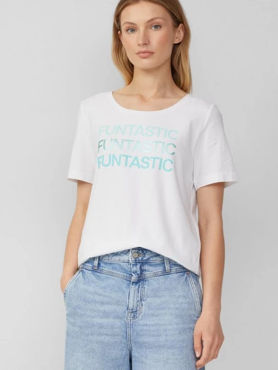 Foto van product T-shirt van stretchkatoen met print s.Oliver wit