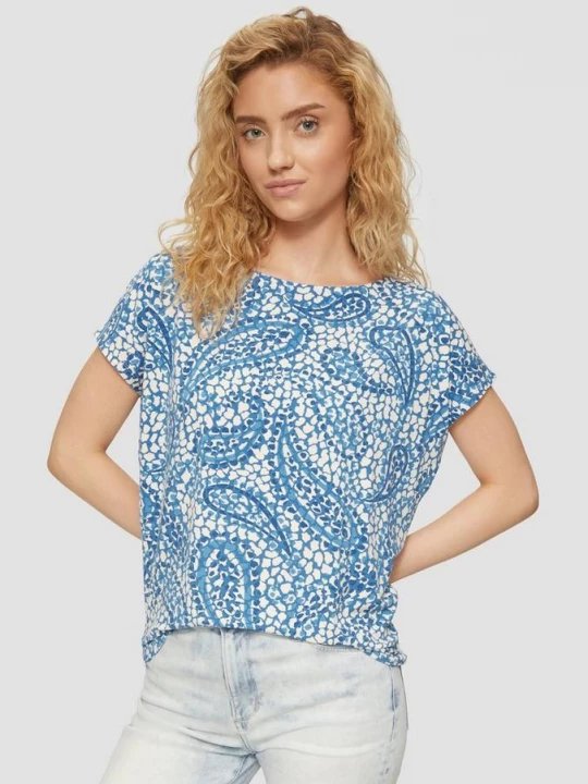 Foto van product T-shirt van viscosemix met loshangende schouders s.Oliver blauw