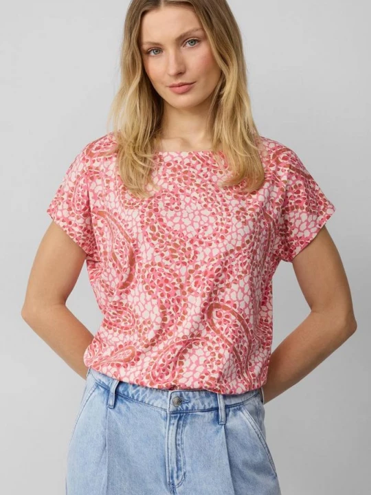 Foto van product T-shirt van viscosemix met loshangende schouders s.Oliver rood