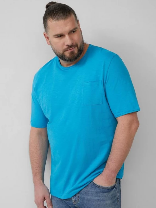Foto van product T-shirt van vlamgaren met borstzak en open randen s.Oliver