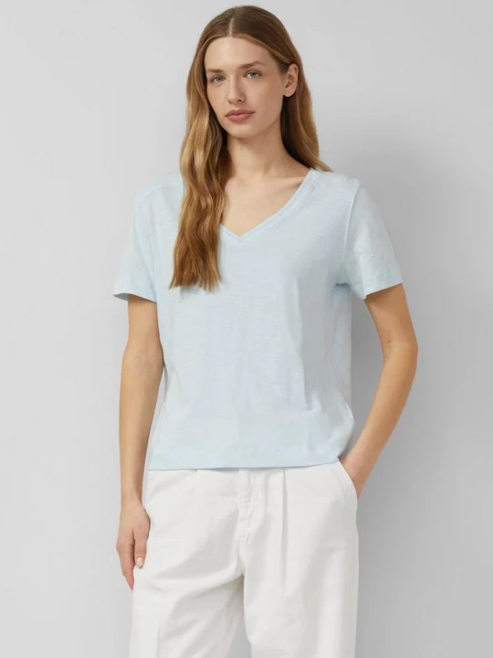 Foto van product T-shirt van vlamgaren met detail hals s.Oliver blauw