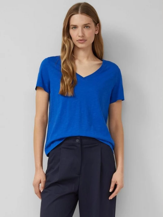 Foto van product T-shirt van vlamgaren met detail hals s.Oliver blauw
