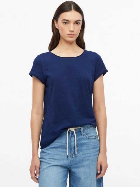 Foto van product T-shirt van vlamgaren met omgezoomde rand s.Oliver blauw