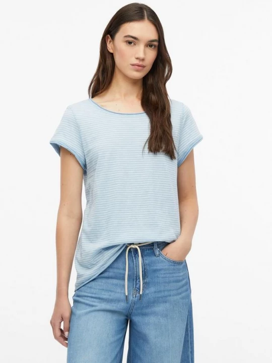 Foto van product T-shirt van vlamgaren met omgezoomde rand s.Oliver blauw