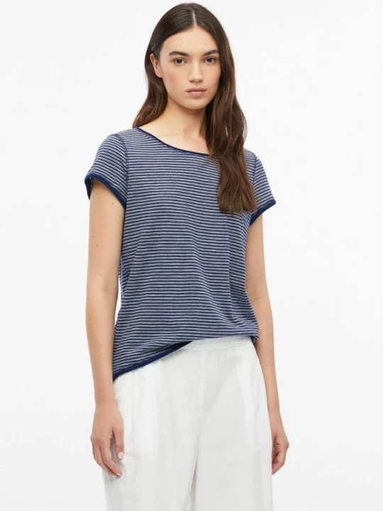 Foto van product T-shirt van vlamgaren met omgezoomde rand s.Oliver blauw