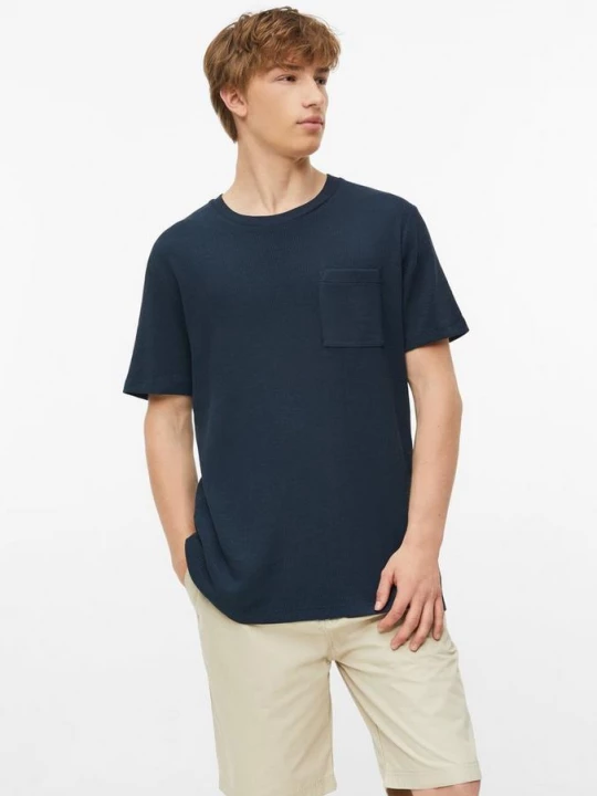 Foto van product T-shirt van wafelpiqué met borstzakje s.Oliver blauw