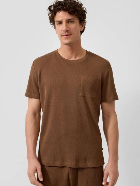 Foto van product T-shirt van wafelpiqué met borstzakje s.Oliver bruin