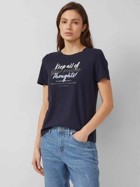 Foto van product T-shirt van zachte katoenmix met artwork s.Oliver blauw