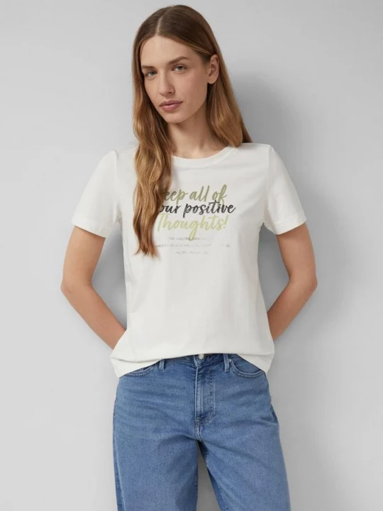 Foto van product T-shirt van zachte katoenmix met artwork s.Oliver crème