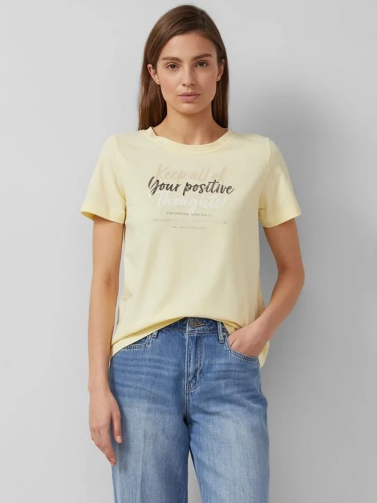 Foto van product T-shirt van zachte katoenmix met artwork s.Oliver geel