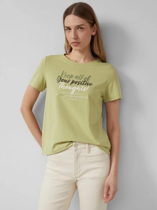 Foto van product T-shirt van zachte katoenmix met artwork s.Oliver groen