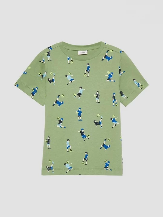Foto van product T-shirt van zware jersey met all-over print s.Oliver groen