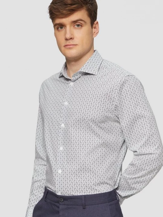 Foto van product Tailored fit: elastisch katoenen overhemd met print all-over s.Oliver blauw