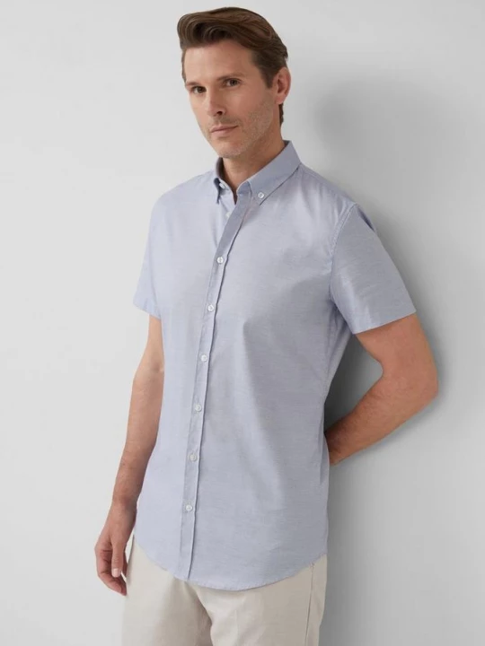 Foto van product Tailored fit: katoenen overhemd met visgraatmotief s.Oliver blauw