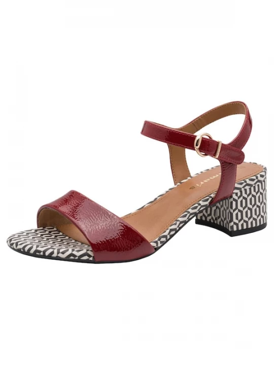 Foto van product Tamaris Sandalen met riem bloedrood / zwart / wit