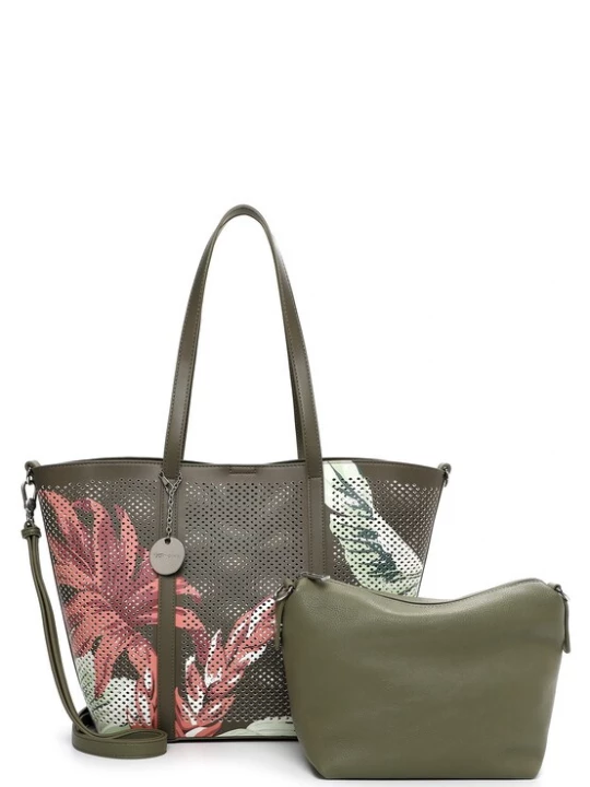 Foto van product Tamaris Shopper 'Kendra' kaki / koraal / wit