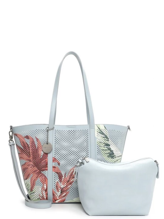 Foto van product Tamaris Shopper 'Kendra' pastelblauw / roestrood / wit