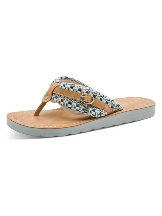 Foto van product Tamaris Teenslipper camel / navy / cyaan blauw / offwhite