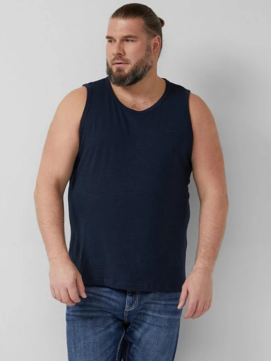 Foto van product Tanktop met vlamgarenstructuur en logoprint s.Oliver blauw
