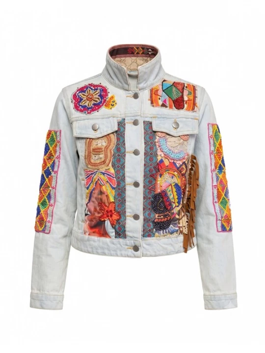 Foto van product Tantra Tussenjas 'Chaqueta denim con dibujo africano bordado y lentejuelas' blauw denim