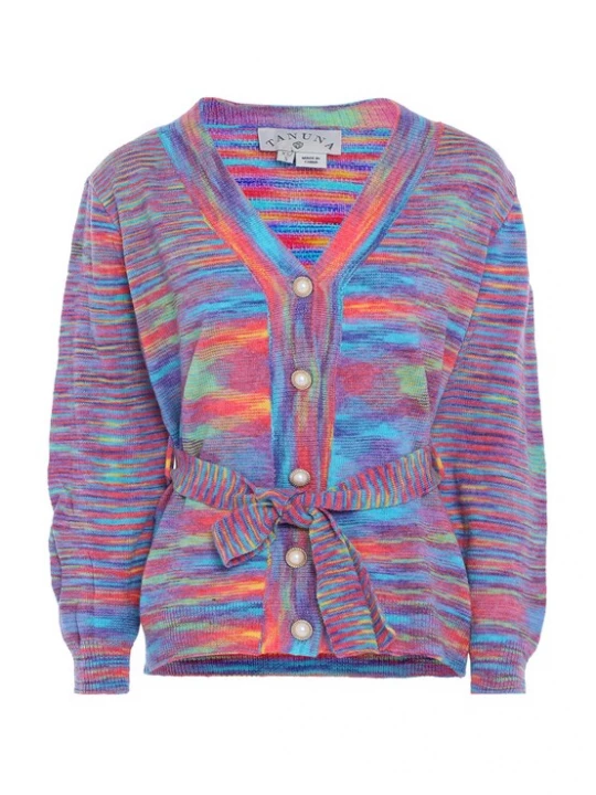 Foto van product Tanuna Gebreid vest lichtblauw / geel / donkerlila / oranjerood
