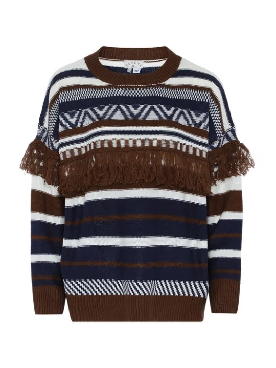 Foto van product Tanuna Trui navy / bruin / wit
