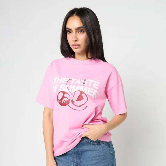 Foto van product Taste of Summer Washed T-Shirt Another Cotton Lab lichtroze