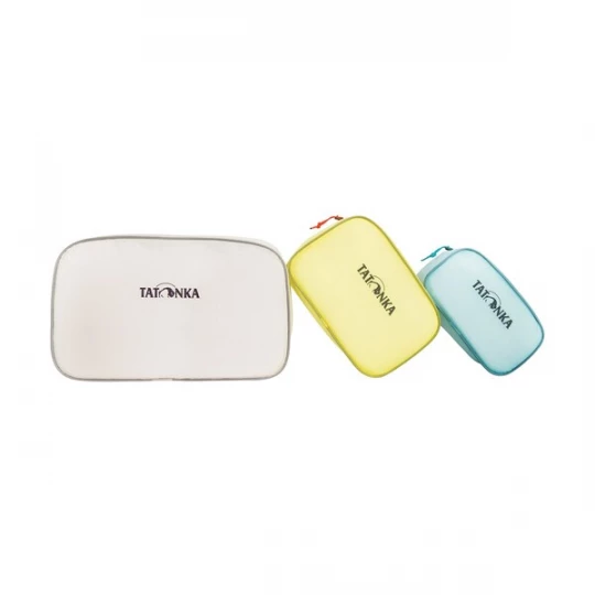 Foto van product TATONKA Make up tas 'SQZY' blauw / geel / lichtlila