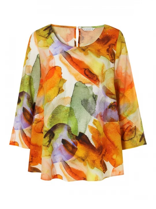 Foto van product TATUUM Blouse 'Afinamia' ecru / groen / lila / donkeroranje