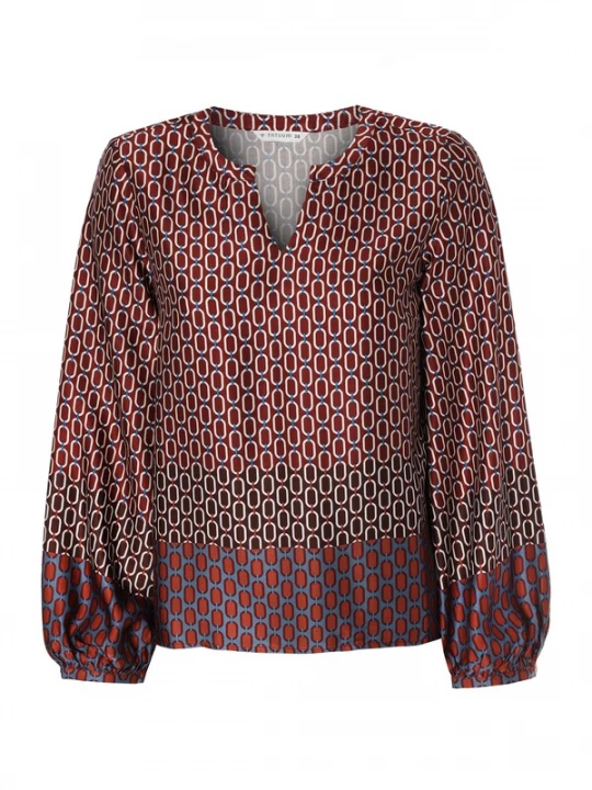 Foto van product TATUUM Blouse ecru / blauw / donkerrood