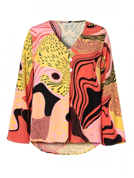 Foto van product TATUUM Blouse 'Ganto' sand / oudroze / lichtrood / zwart