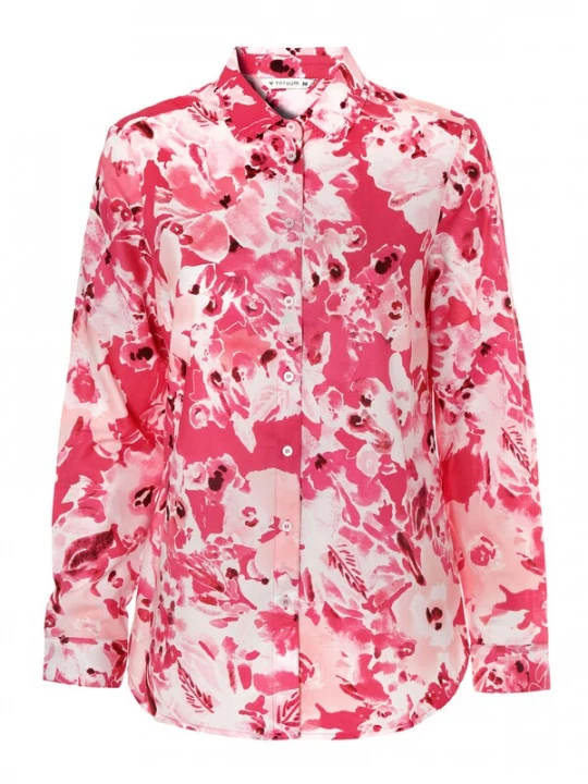 Foto van product TATUUM Blouse 'Goniko' donkerbruin / pink / rosa / wit