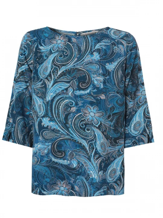 Foto van product TATUUM Blouse 'Kora' lichtbeige / azuur / donkerblauw / zwart