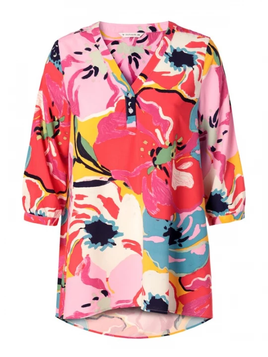 Foto van product TATUUM Blouse 'Nakia' safraan / lichtroze / vuurrood / wit