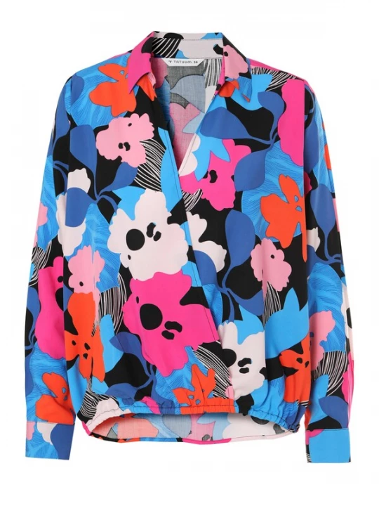 Foto van product TATUUM Blouse 'Sasenak 1' blauw / oranje / poederroze / zwart
