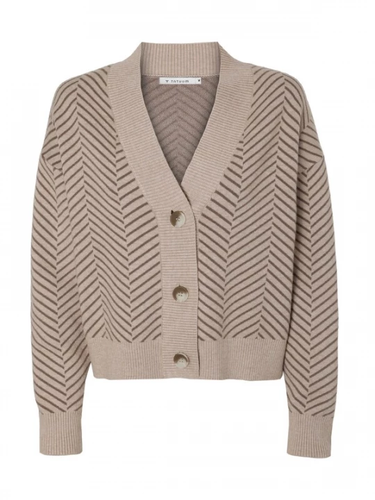 Foto van product TATUUM Gebreid vest 'Beatrice' donkerbeige / chocoladebruin