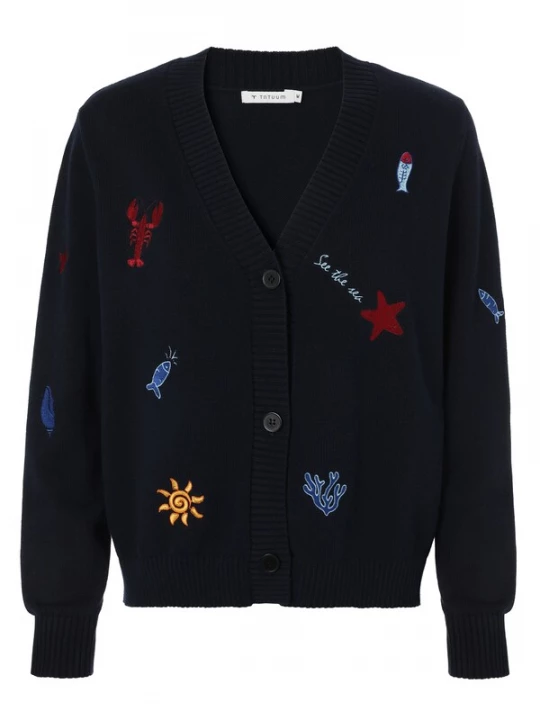 Foto van product TATUUM Gebreid vest 'Teda' blauw / navy / geel / bordeaux