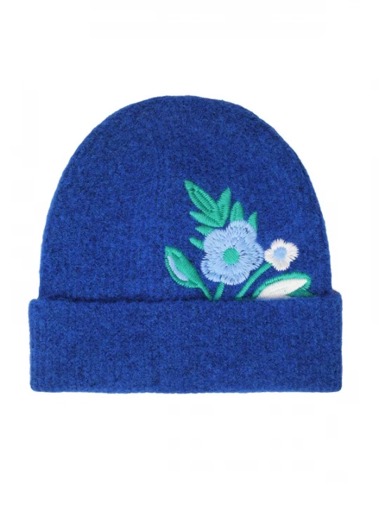 Foto van product TATUUM Muts ecru / donkerblauw / blauw gemêleerd / groen