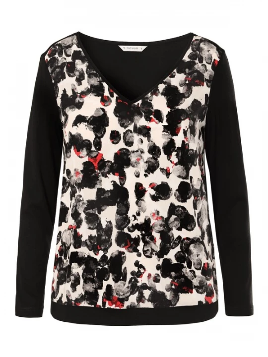 Foto van product TATUUM Shirt 'Daneka' ecru / taupe / rood / zwart
