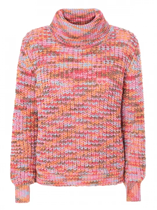 Foto van product TATUUM Trui 'Melanie' turquoise / chocoladebruin / oranje / pink