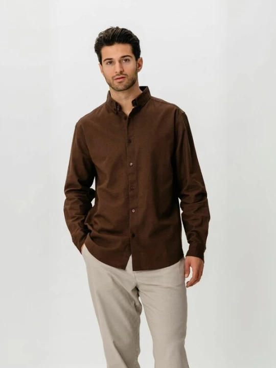 Foto van product TEESHOPPEN Overhemd ' Linen Blend ' donkerbruin