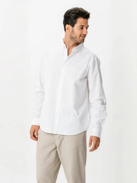Foto van product TEESHOPPEN Overhemd ' Linen Blend ' wit