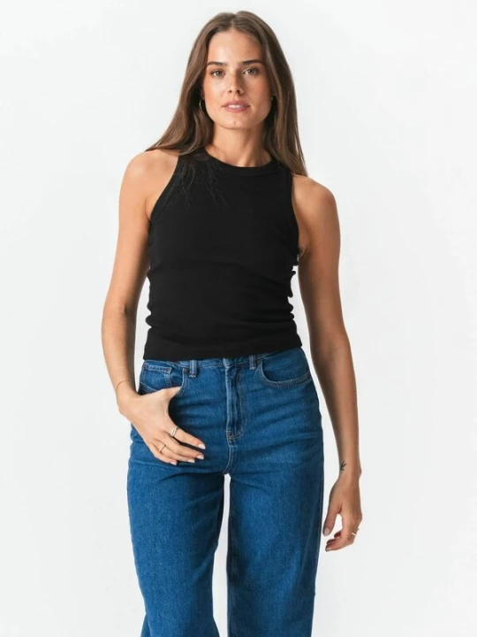 Foto van product TEESHOPPEN Top ' Ribbed ' zwart