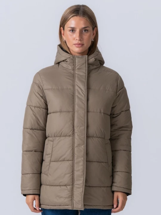 Foto van product TEESHOPPEN Winterjas ' Long Puffer ' sand