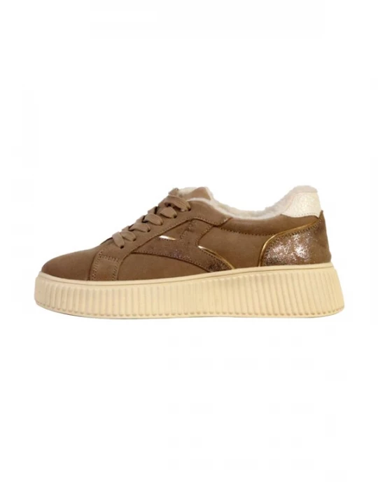 Foto van product The Divine Factory Sportieve veterschoen 'Alénoa-Sneaker aus Leder' beige / bruin