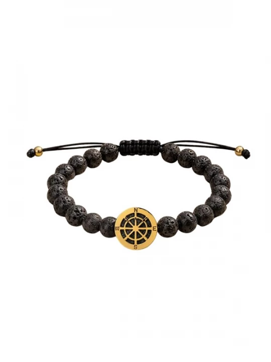 Foto van product THE GEM STORIES JEWELRY Armband 'Compass Lava Men's Bracelet' zwart