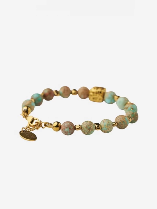 Foto van product THE GEM STORIES JEWELRY Armband 'Gold Cube Turquoise Bracelet' turquoise