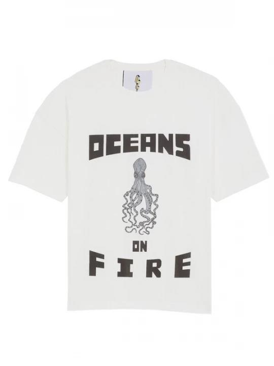 Foto van product The Rad Black Kids Shirt 'Oceans on Fire T-shirt White' wit