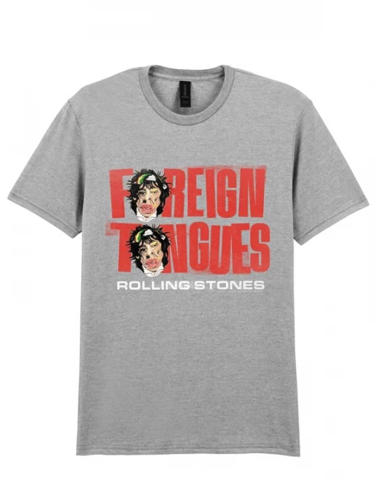 Foto van product THE ROLLING STONES Shirt 'Rolling Stones Foreign Tongues Art Two Heads T-Shirt' grijs